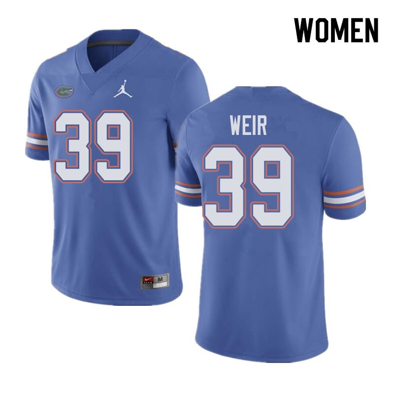 NCAA Florida Gators Michael Weir Women's #39 Jordan Brand Blue Stitched Authentic College Football Jersey FVN1464SI